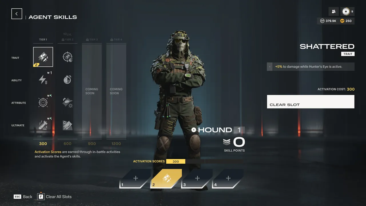 World of Tanks HEAT official screenshot: the agent skills screen with a soldier character and ability slots